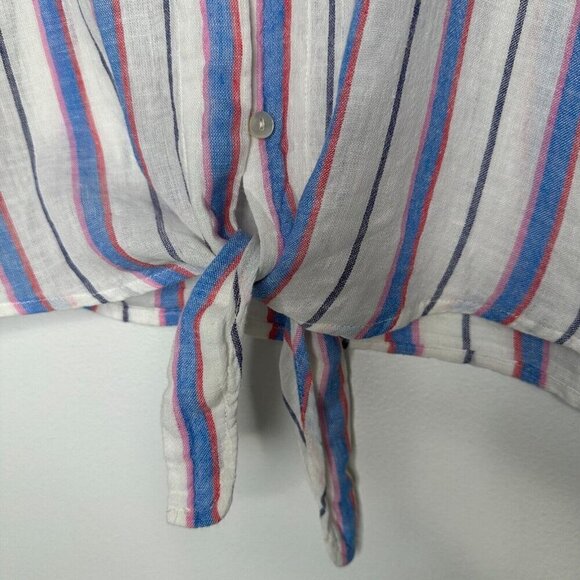 Rails Thea Tahiti Stripe Shirt Size S Cropped Tie Front - Picture 6 of 12